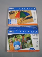2 ~ Dell Premium Photo Paper 4"x6" 100 Sheets High Gloss 10 mil. 1 New 1 Open