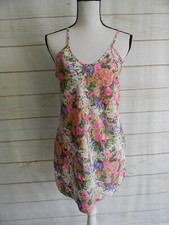 BLOOMINGDALE'S VINTAGE FLORAL SATINY CHEMISE LINGERIE SZ XS/S