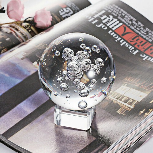 50MM Crystal Glass Bubble Ball Healing Sphere Photography Props With Stand Decor - Picture 5 of 6