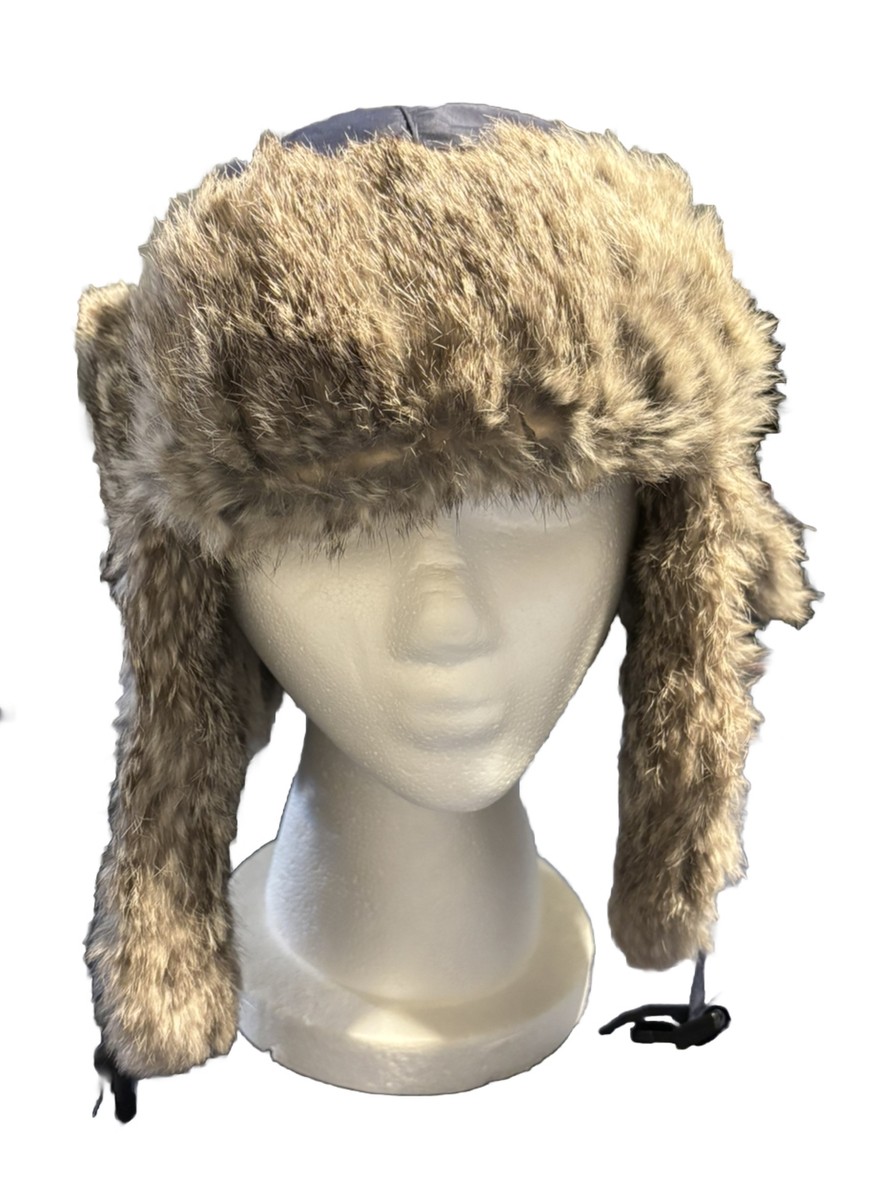 Paul Leinburd By Crown Cap Sz 11 Rabbit Fur Trimmed Blue  display picture 1