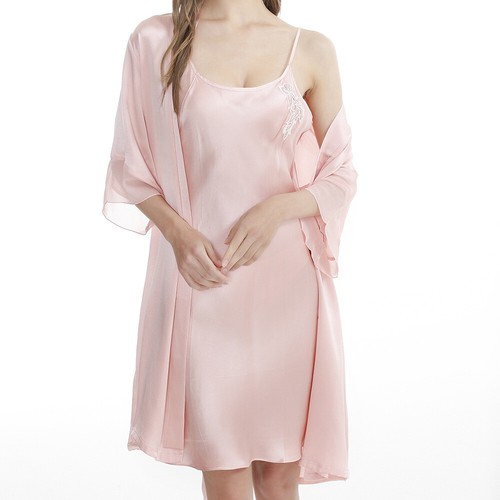 Silk Pajama Dress Two-piece Suspender Robe Set Dressing Gown Silk Home Clothes - Bild 13 von 40