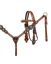 Leather Western Tack Set With Headstall ,Breast Collar and Reins.