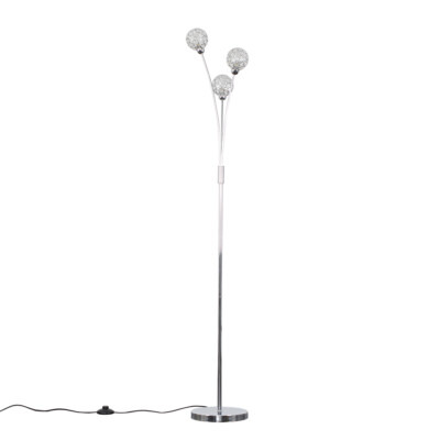 3-Wege 150cm Chrom Stehlampe Juwel Kugelschirme Standard Hochlicht LED Birne