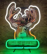 20"x16"  Hunting Deer Buck Outdoor Neon Sign Lamp Light With HD Vivid Beer LY