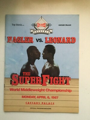 1987 Boxing Rare Original Program Hagler vs Leonard April 6,1987