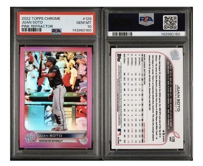 PSA 10 GEM MINT 2022 TOPPS CHROME PINK REFRACTOR JUAN SOTO