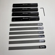 StewMac Gauged Nut Slotting File Set for Acoustic Guitar With 4 Nut File Backers