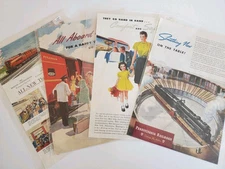 Lot of 4 Pennsylvania Railroad Ads – 1945-1953 Turbine Locomotive, Trains Travel