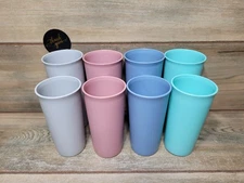 Tupperware Tumblers Lot of 8 Summer Colors Blue/Teal/Pink 12oz & 8oz