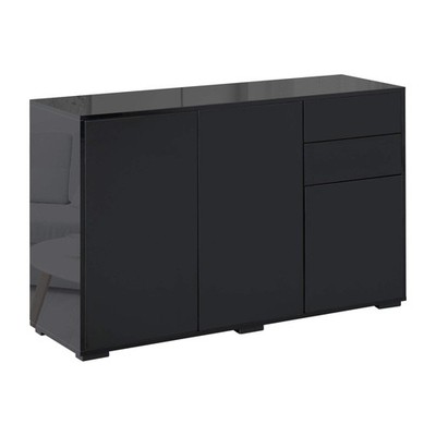 Hochglanz Sideboard, Beistellschrank, Push-Open Design mit 2 Schubladen für Wohnraum