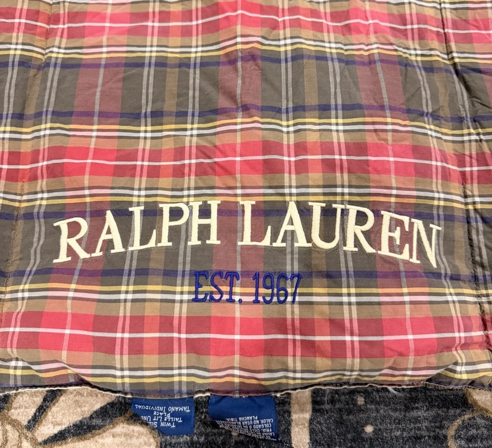 Ralph Lauren Wilson Plaid Monogram TWIN Size Cotton Down Comforter - Image 4 of 4