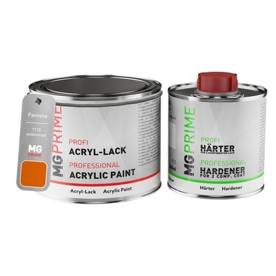 Pantone 717C Orange Acryl Lack seidenmatt 0,75 Liter 750 ml Dose inkl. Härter