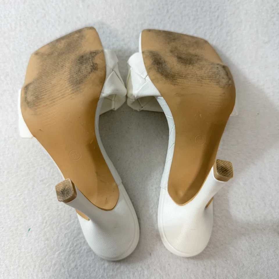 Босоножки Wild diva Lounge женские размер 6,5 белые на высоком каблуке тканые с открытым носком  - Изображение 4 из 4