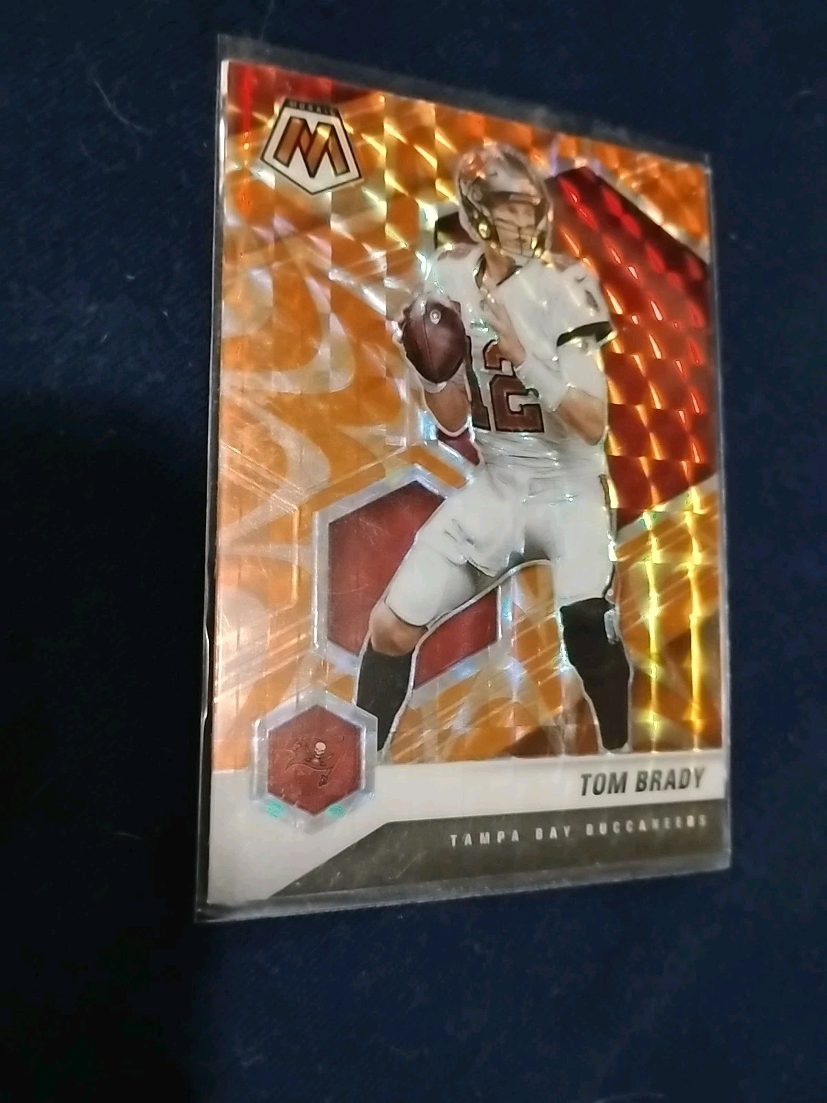 2021 Panini Mosaic Tom Brady Reactive Orange Prizm #186 Bucs