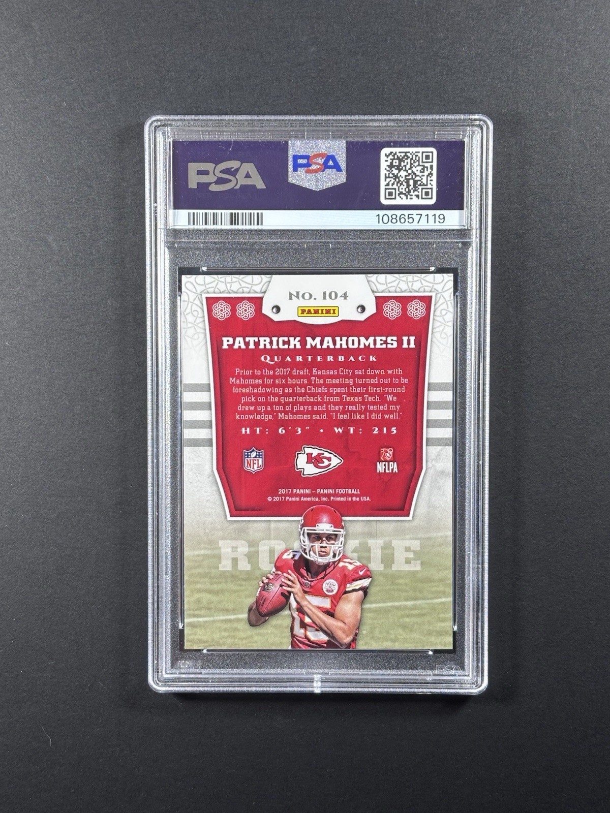 PATRICK MAHOMES II - PSA 6 - 2017 Panini #104 Shining Armor RC Rookie CHIEFS view 2