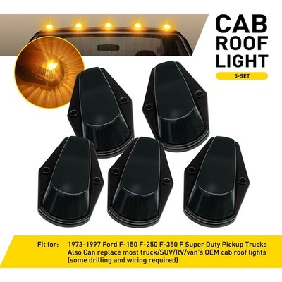 5x LED Amber Roof Cab Marker Light For Ford 1973-97 F150 F250 F350 Super Duty