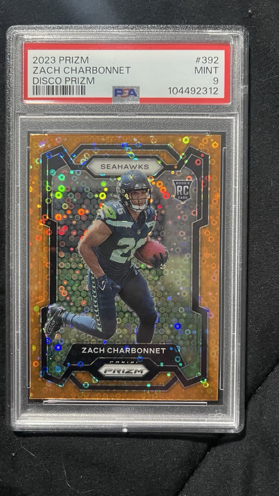 2023 Panini Prizm Zach Charbonnet Disco Prizm #392 (RC) PSA 9