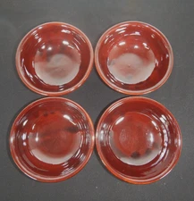 Vintage Brown Marcrest Daisy Dot USA Stoneware Set of 4 Cereal Bowls 2 3/4"H