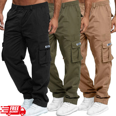 Men's Cargo Pants Sweatpants Outdoor Loose Straight Long Trousers Summer Casual