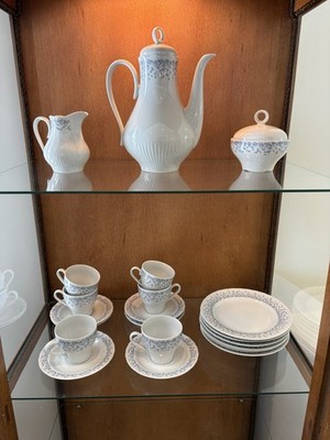 21pc Graf Von Henneberg Ilmenau Tea Set - Blue Floral Mint - East Germany DDR