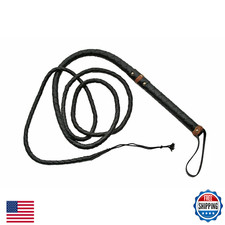 SZCO 9ft Braided Leather Bull Whip - Western Costume Prop Training Tool