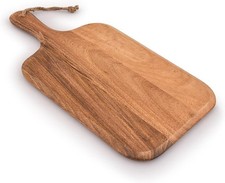 Acacia Wood Cutting Board Meat Cheese Bread Vegetables  Fruits W/ Grip Handle