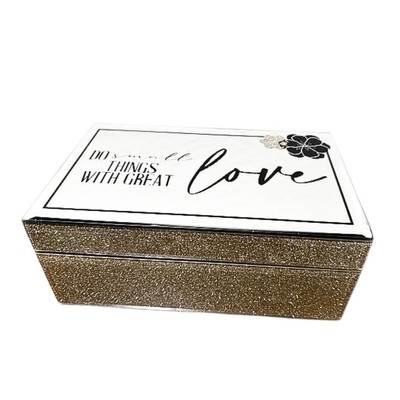 Do small things with great love silver glitter acrylic jewelry box