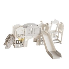 Toddler Slide Play Center 11 in 1 HDPE Sturdy Slide with Climbing and Basketball