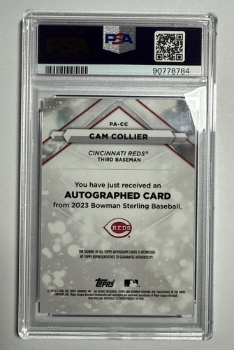 Bowman Sterling Cam Collier Gold Prospect 2023 automático/50 PSA 9 automático 10 - Imagen 2 de 2