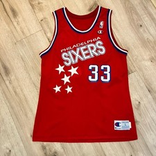 Hersey Hawkins 1991 Philadelphia 76ers Red Champion Jersey Men L Rare