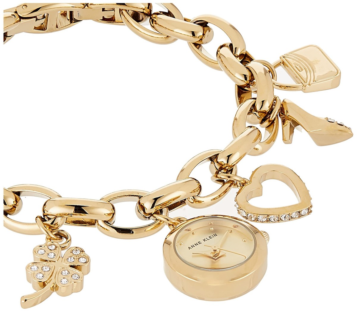 Anne Klein 10/7604GP New‎ Battery Ladies Charm Watch 20MM 7.5\
