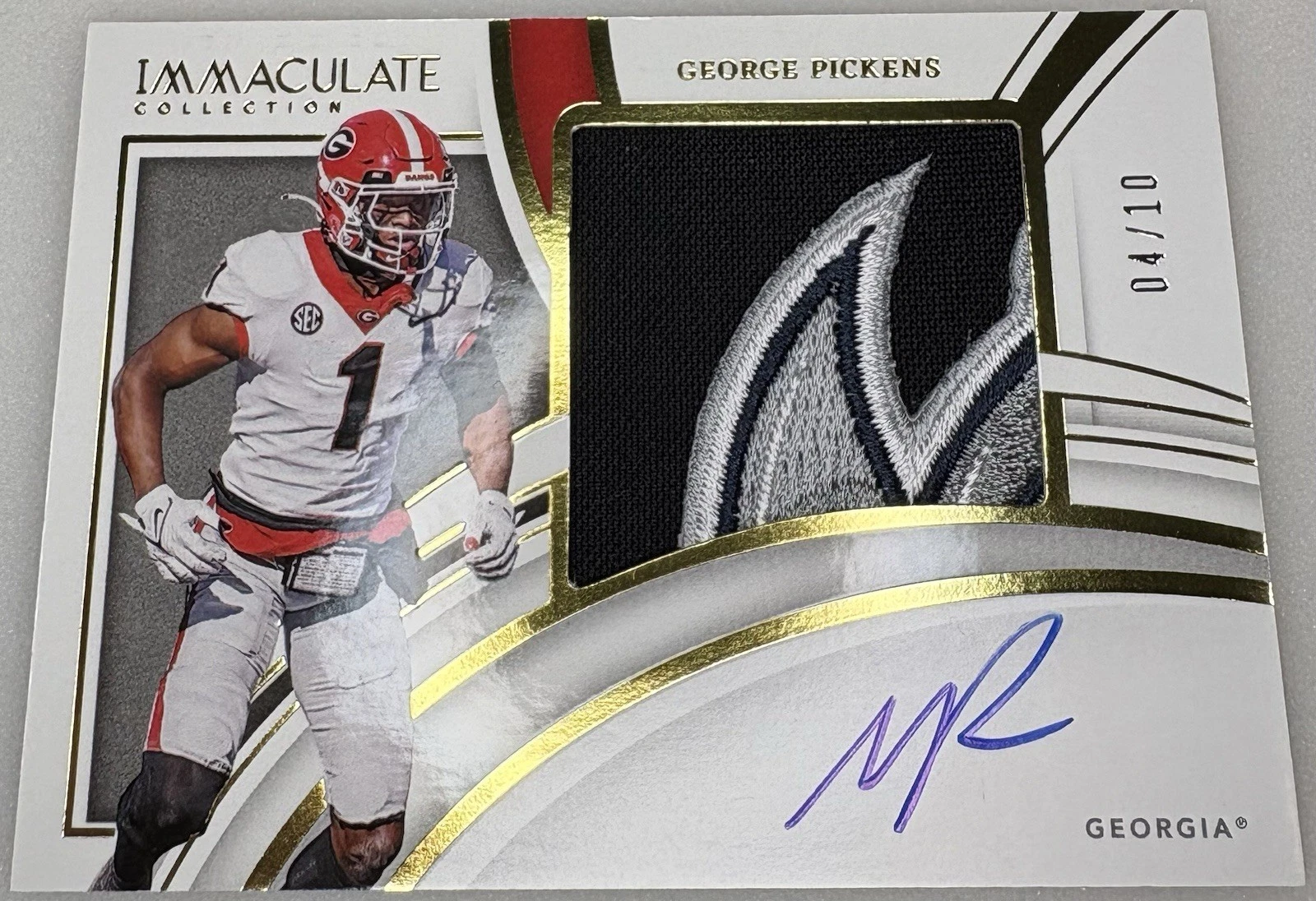 George Pickens Panini Immaculate Collection Collegiate Premium Patches Rookie Autographs #PP26 Gold