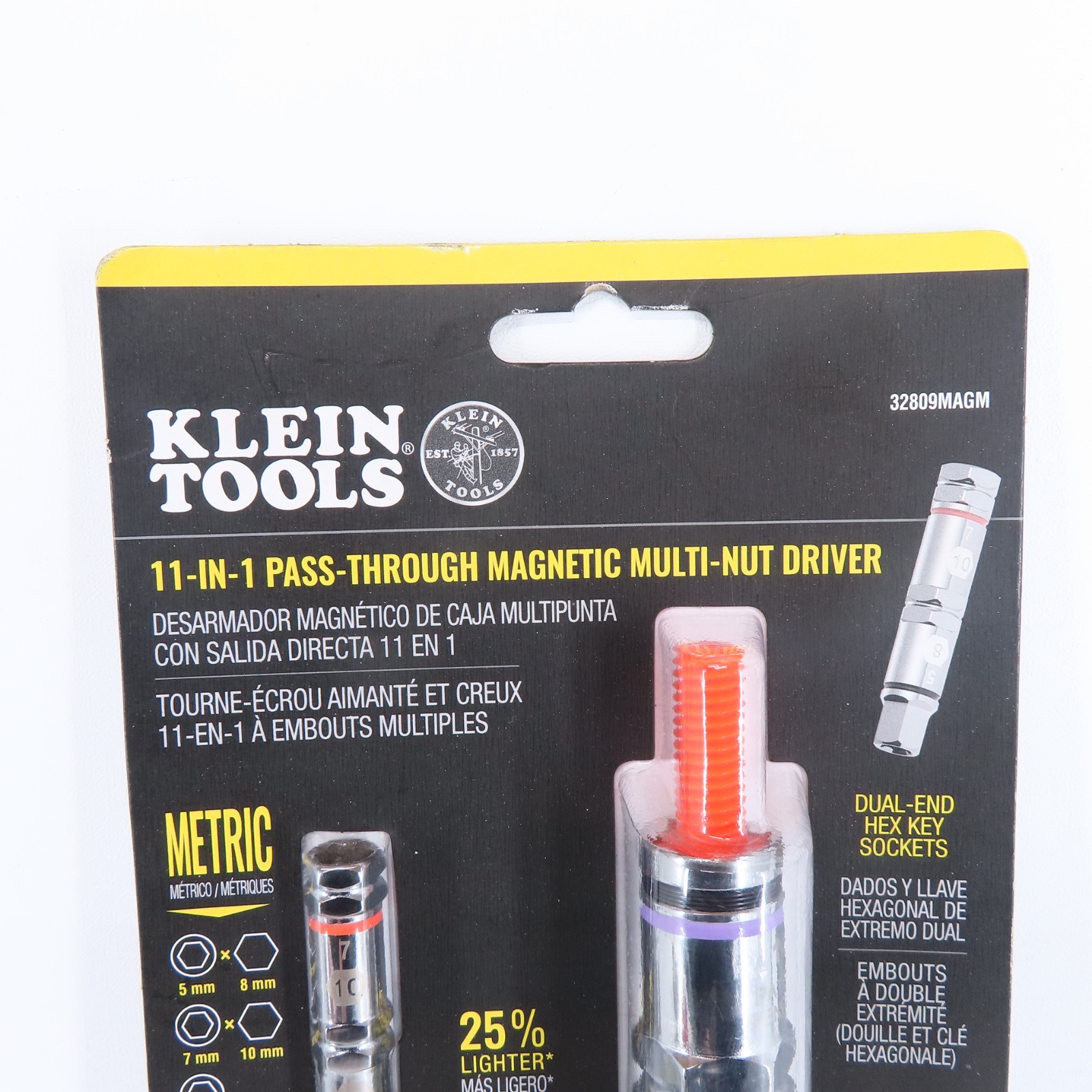 NEW - KLEIN TOOLS 32809MAGM 11-IN-1 PASS-THROUGH MAGNETIC MULTI-NUT DRIVER, METR