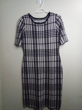 Taylor Dress Women M Short Sleeve Classic Preppy Plaid Black White