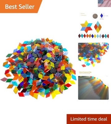 Diamond-Shaped Transparent Glass Mosaic Tiles - Assorted Colors, 17oz Collection