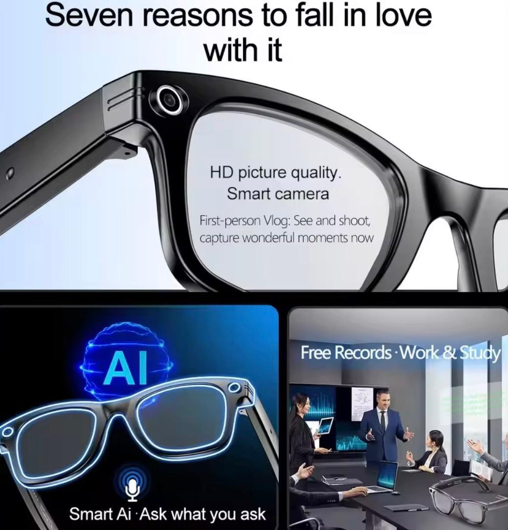 Meta google glasses Matte Black Black Lense AI Glasses camera glasses