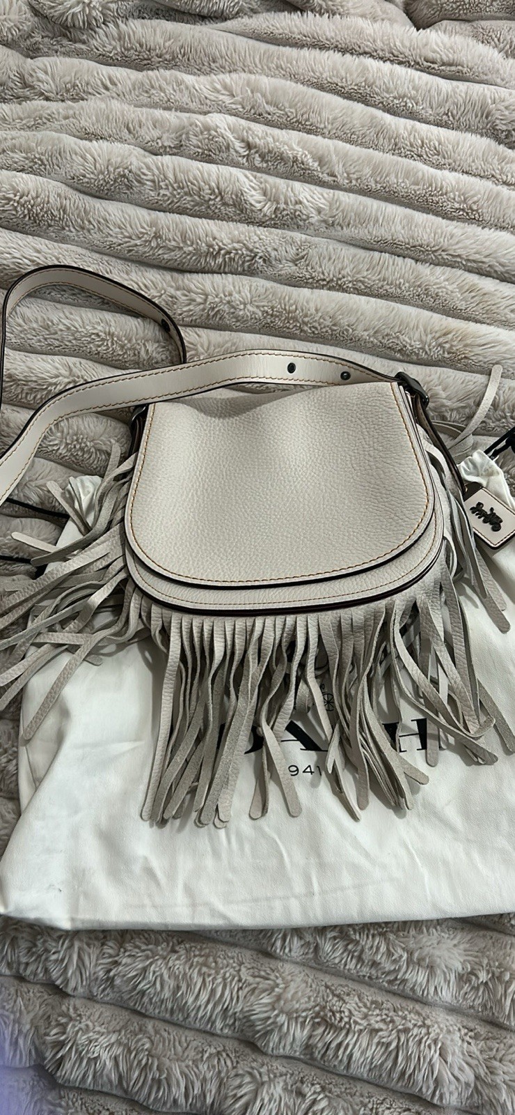 Coach 1941 Whiplash 23 Saddle Bag in Chalk White Leather Crossbody F38219