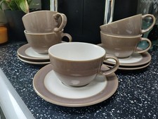 DENBY TRUFFLE  CUPS AND SAUCERS X 5