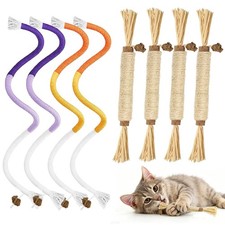 Silvervine Cat Chew Sticks Rope 8Pcs Natural Teeth Cleaning Toy For Indoor Cats