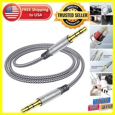 Exceptional 3.3ft Nylon Braided Aux Cable - Stylish Gray Male to Male Connector