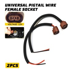 Female Extension 9006XS Pigtail Wire U Harness HB4A Light Bulb Socket Head Pair