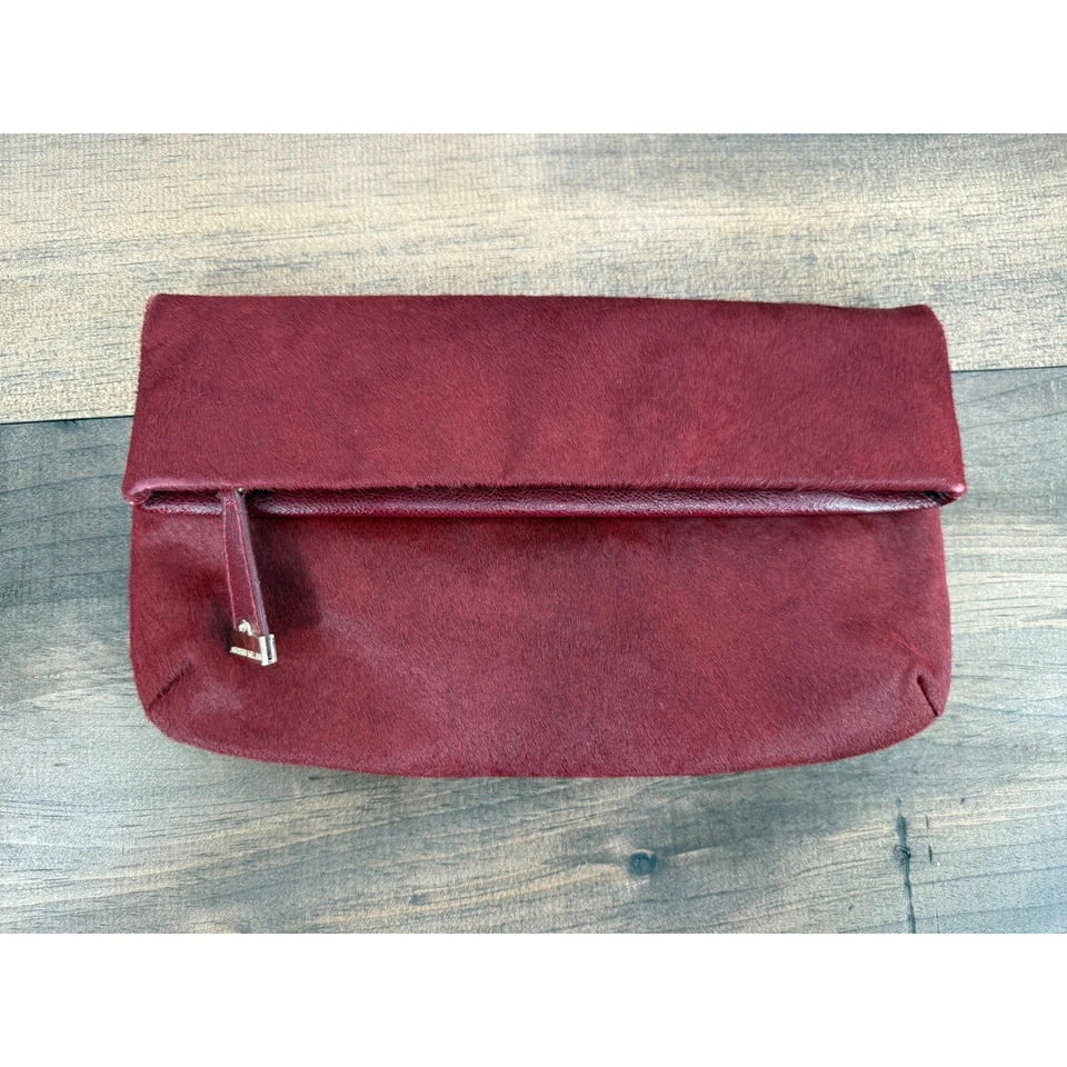 Bolso sin asas plegable Antonio Melani de cuero rojo borgoña y piel glamuroso Foto 4 de 4