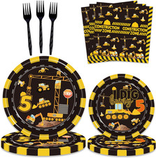 80 Pcs Construction 5Th Birthday Party Supplies Dump Truck Theme Five Decoration