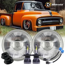7 Inch Led Glass Headlight Round Original Classic Look Conversion Chrome Pair 7 Inch Led Glass Headlight Round Original Classic Look Conversion Chrome Pair