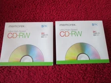 New Sealed Case MEMOREX Ultra High Speed Blank CD-RW 5PK (X2) 24X 700MB/80 Min