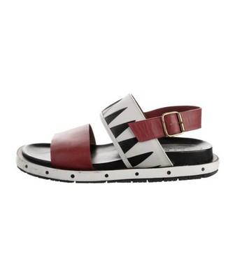 $895 Marni Leather Colorblock Pattern Sandals Size 12 Men s