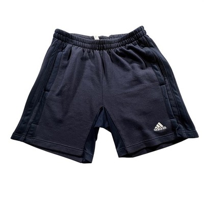 Adidas Athletic Shorts Mens Small Navy Blue Fleece Three Stripe Gym Training