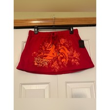 NWT Ed Hardy Y2K Mini Skirt Rose Tattoo Panther Size Medium