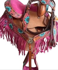 Kids Western Leather Saddle With Complete Tack Set, Size 8 To 12 Inches