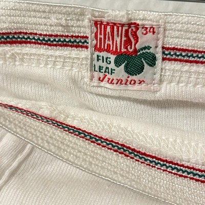 Vtg 1940s 1950s Hanes Junior Sz 34 Fig Leaf Underwear White Cotton